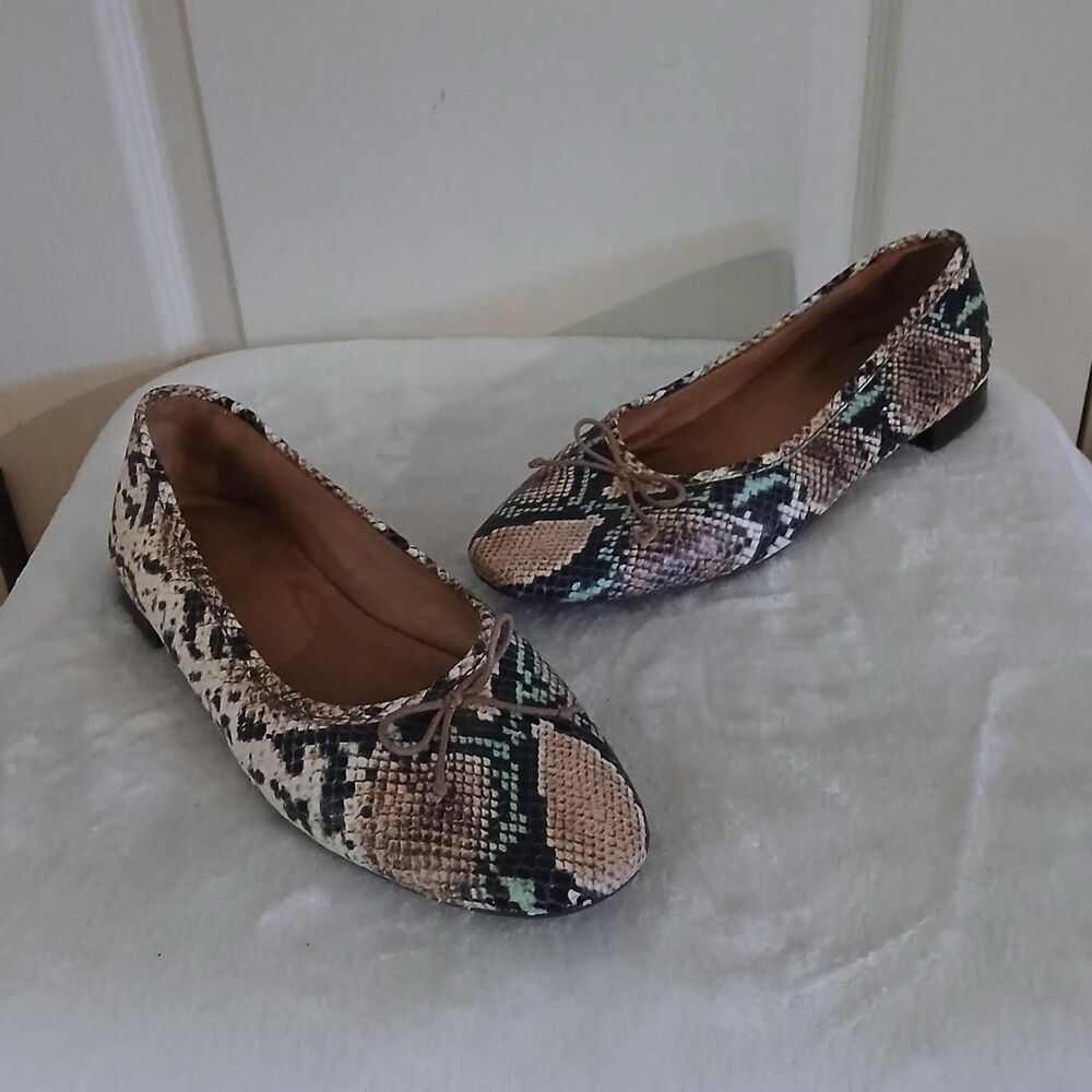 Madewell The Adelle Ballet Flats in snake-embossed leather size 9.5